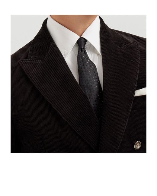 Brunello Cucinelli White Patterned Silk Tie for men
