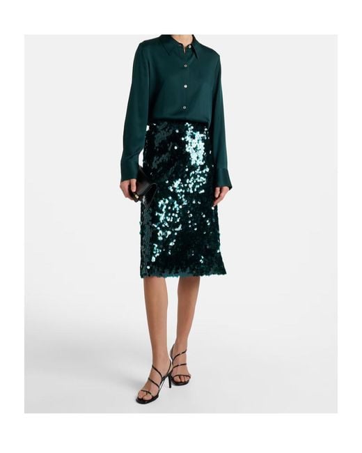 Vince Green Sequined Midi Skirt
