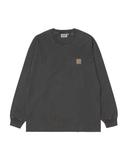 Carhartt Gray Crew Neck Long-Sleeved T-Shirt for men