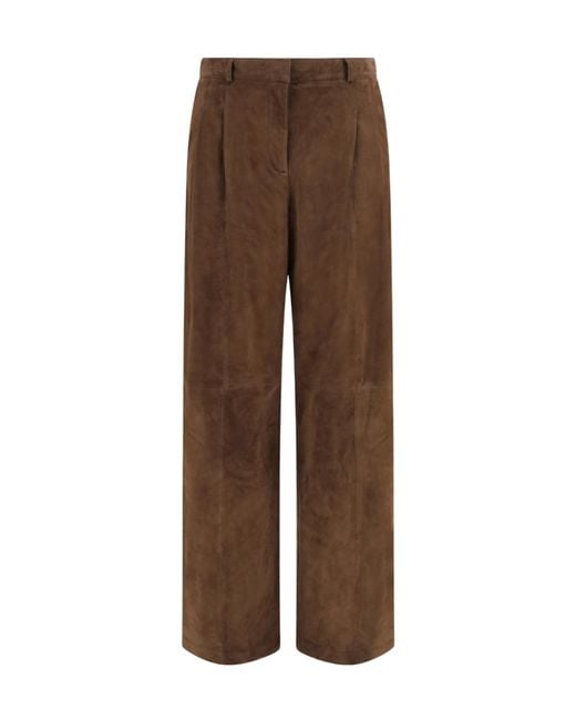 Arma Brown Wide-Leg Suede Pants