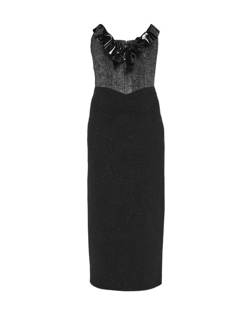 Alessandra Rich Black Tweed Midi Dress