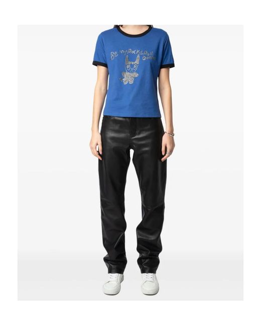Zadig & Voltaire Blue Crystal-Embellished T-Shirt