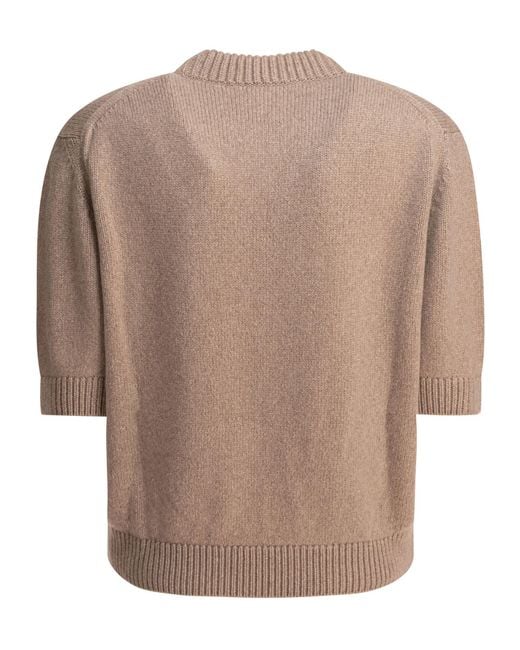 Khaite Brown Short Sleeved Crewneck Jumper