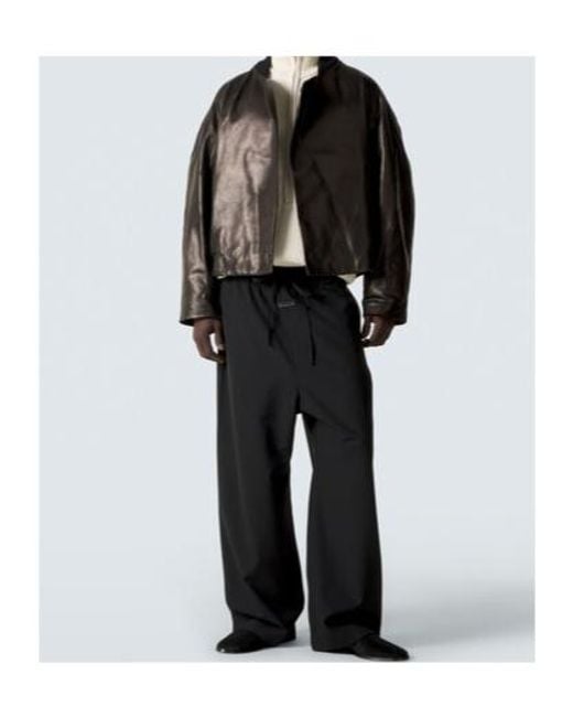 Fear Of God Black Leather Bomber Jacket for men