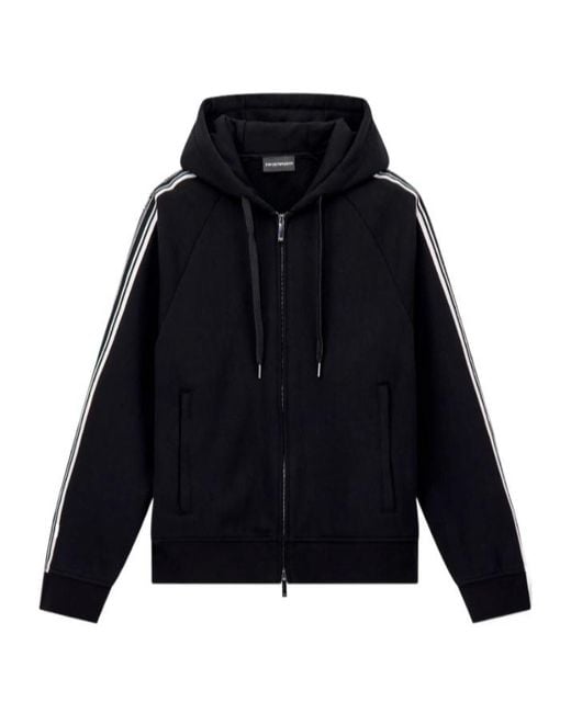 Emporio Armani Blue Striped Zip-Up Sweatshirt for men