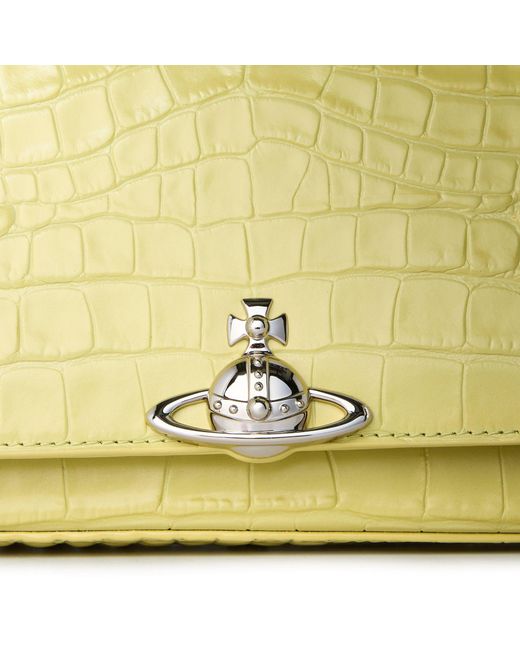 Vivienne Westwood Yellow Pale Crocodile Embossed Shoulder Bag