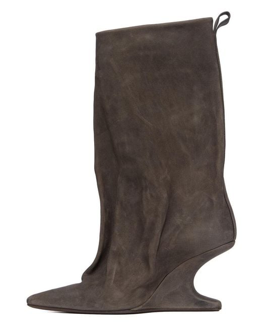 Rick Owens Brown Cantilever Sharp Flared Boots
