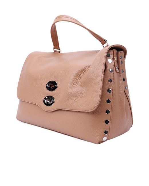 Zanellato Brown Rivet Shoulder Bag