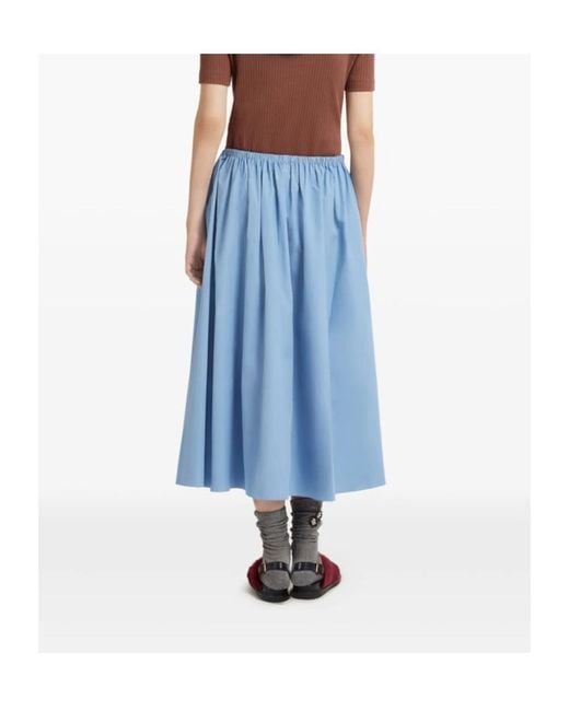 Marni Blue Poplin Drawstring Skirt