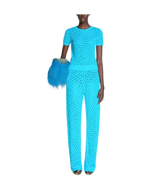 Dries Van Noten Blue Drawstring Jersey Trousers