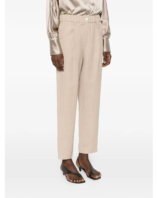 Brunello Cucinelli Natural Elastic-Waist Trousers