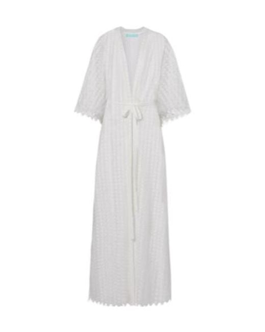 Melissa Odabash White Tali Scalloped Sheer Kaftan