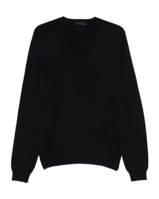 Prada Black Long-Sleeved V-Neck Jumper for men