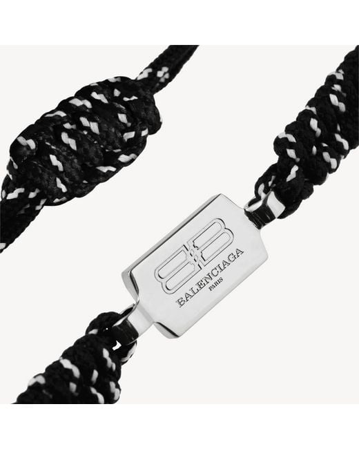 Balenciaga White Braided Logo Bracelet for men