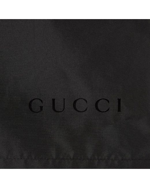 Gucci Black Logo Drawstring Swim Shorts for men