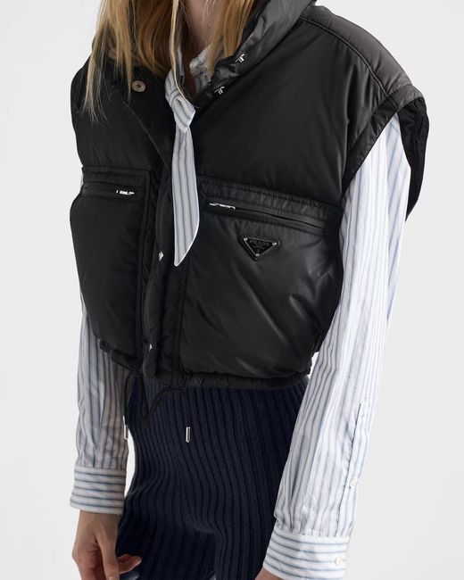 Prada Black Triangle-Logo Button-Up Jacket
