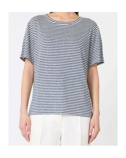 Weekend by Maxmara Blue Striped T-Shirt
