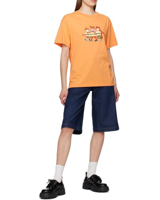 Maison Kitsuné Orange Maison Kitsuné Fox-Printed Crewneck T-Shirt