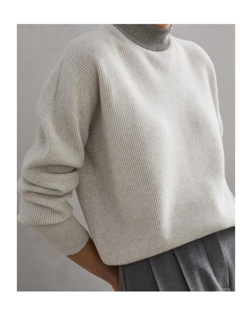 Brunello Cucinelli Gray Mock Neck Long Sleeved Knitted Jumper
