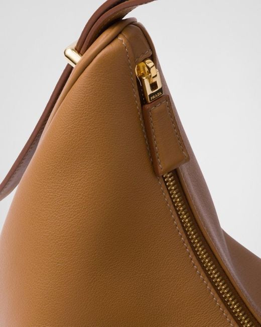 Prada Brown Arqué Zip-Up Large Shoulder Bag