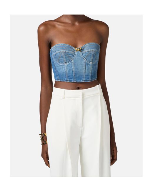 Elisabetta Franchi Blue Denim Bustier