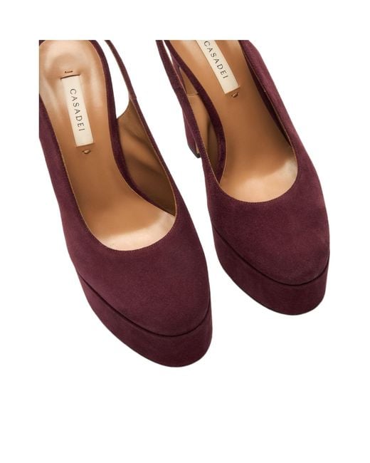 Casadei Purple Patty Platform Slingback Heeled Sandals
