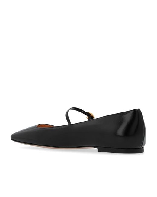 Gianvito Rossi Black Christina Squared Toe Flat Mary Jane Shoes
