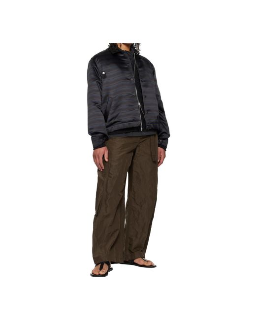 Sacai Black Striped Cropped Bomber Jacket for men