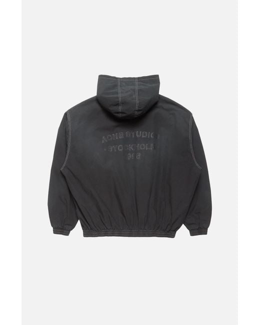 Acne Black Logo-Print Zip-Up Hoodie for men