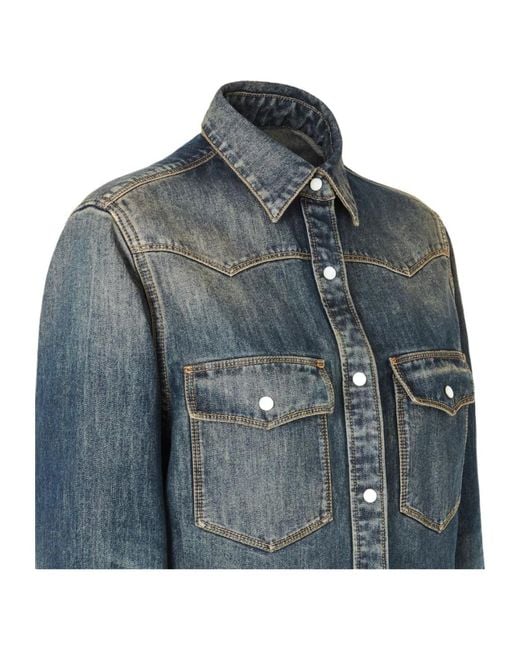 Fendi Blue Washed Denim Shirt
