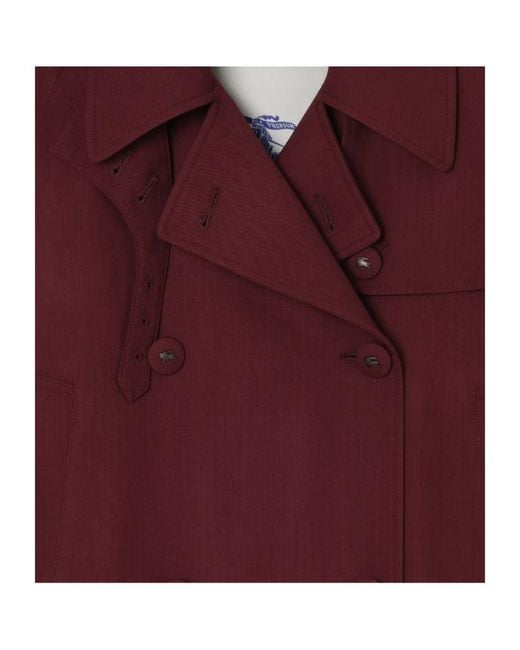 Burberry Purple Cropped Wool Mayfair Trench Jacket