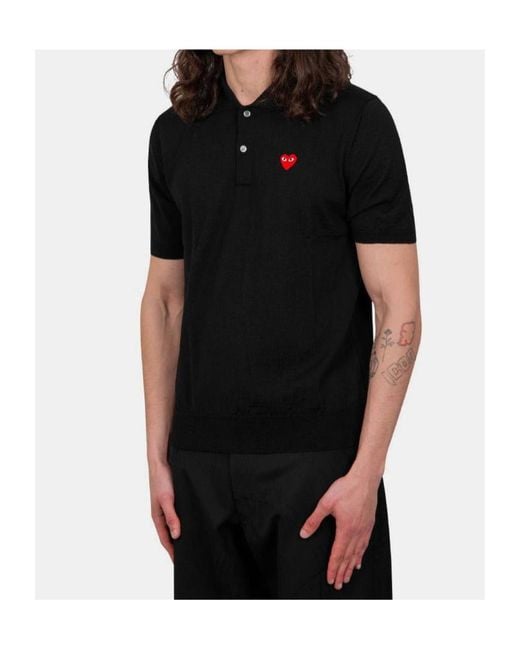 COMME DES GARÇONS PLAY Black Lapel Polo Shirt for men