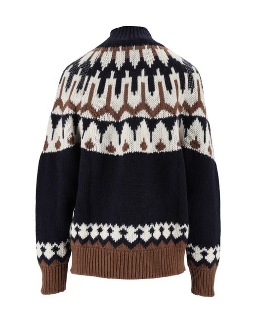 Ermanno Scervino Black Fair Isle-Knit Wool Sweater
