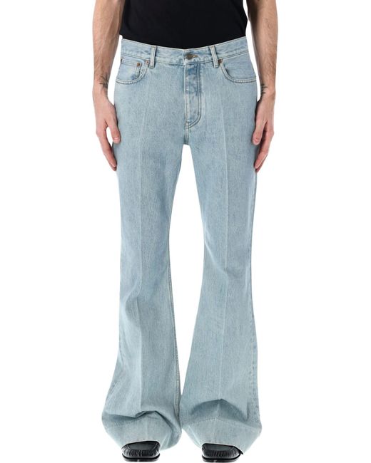 Valentino Blue Logo Patch Flared Jeans for men