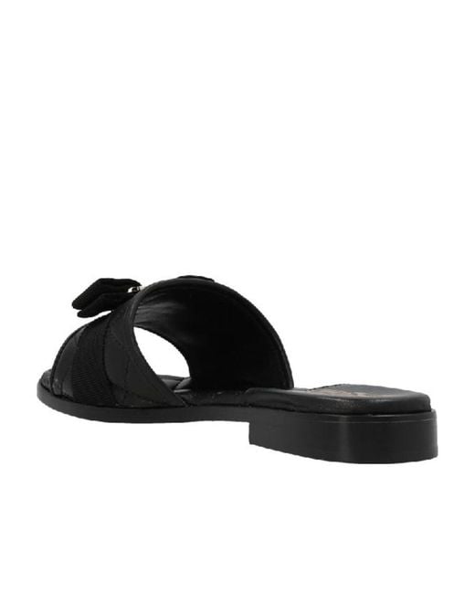 Ferragamo Black Bow Tie Sewn Slippers