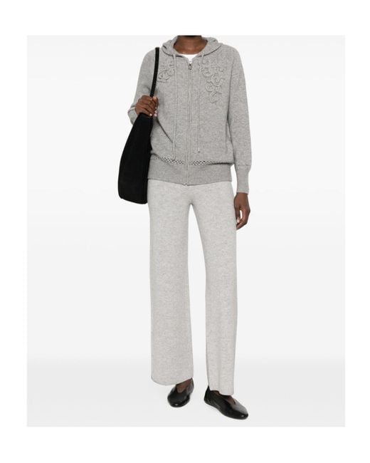 ERMANNO FIRENZE Gray Embroidered Zip-Up Hoodie