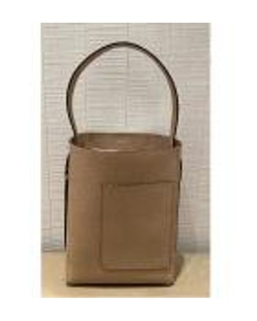 Valextra Natural Medium Soft Bucket Leather Bag