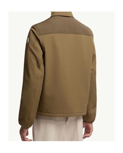 Moncler Green Logo Patch Zip-Up Shirt for men