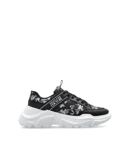 Versace Jeans Black Couture Barocco Print Sneakers for men