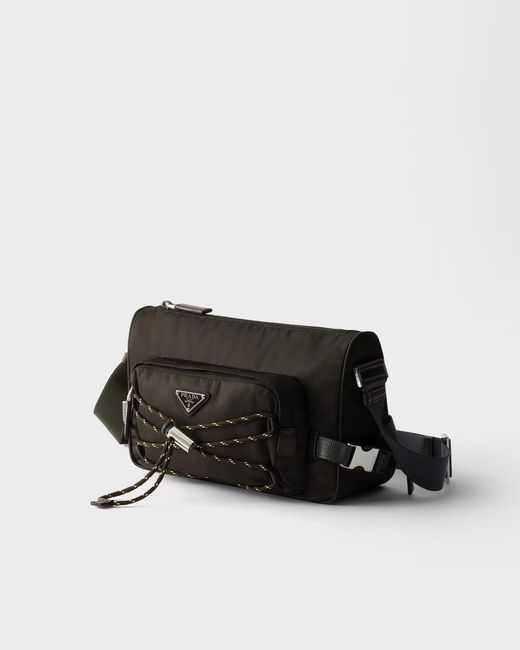Prada Black Speedrock Re-Nylon And Leather Shoulder Bag for men