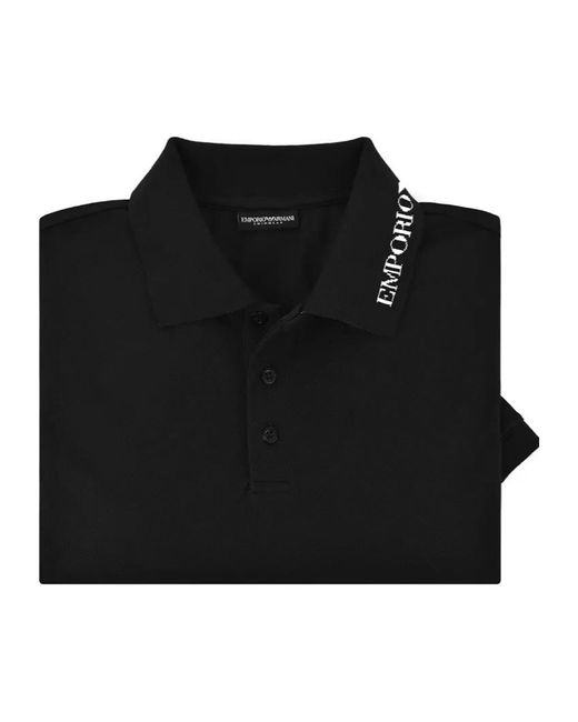 Emporio Armani Black Short-Sleeve Polo Shirt for men