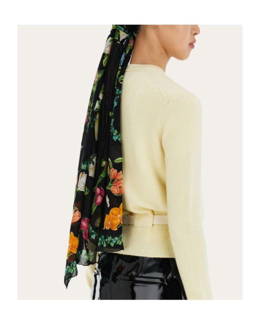 Ferragamo Green Eden Shoes Print Silk Scarf