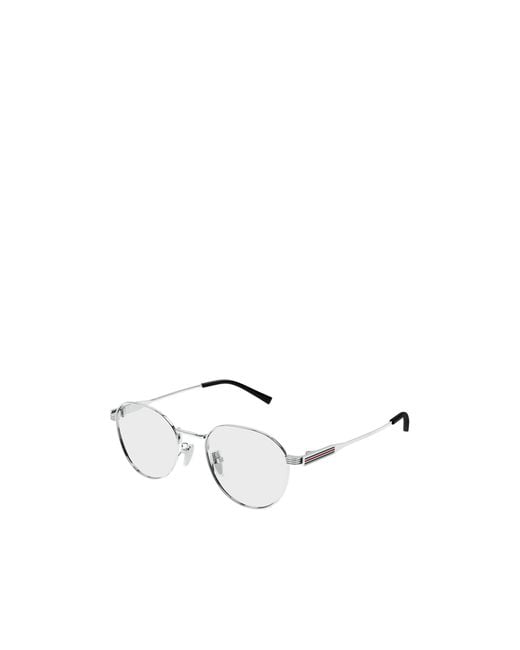 Gucci White Eyewear Round Frame Glasses for men