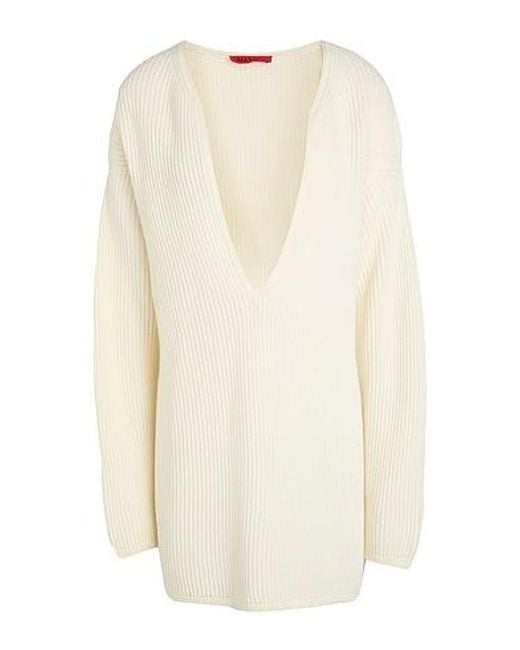MAX&Co. White V-Neck Long-Sleeve Lightweight Knit Sweater