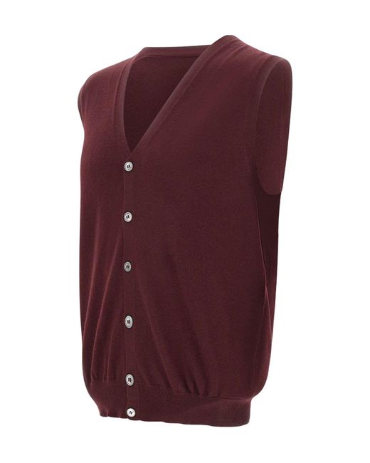 Gran Sasso Purple Buttoned Sleeveless Cardigan for men