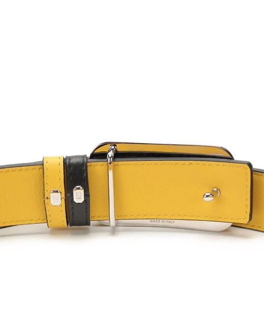 Fendi Yellow Reversible Leather Belt for men