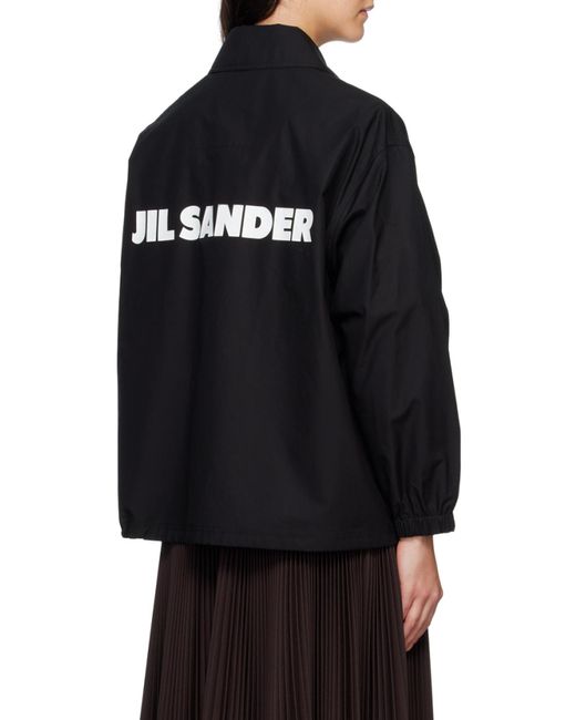 Jil Sander Blue Logo-Printed Drawstring Shirt Jacket