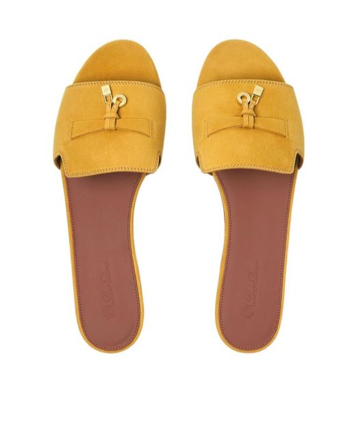 Loro Piana Yellow Round Head Slippers