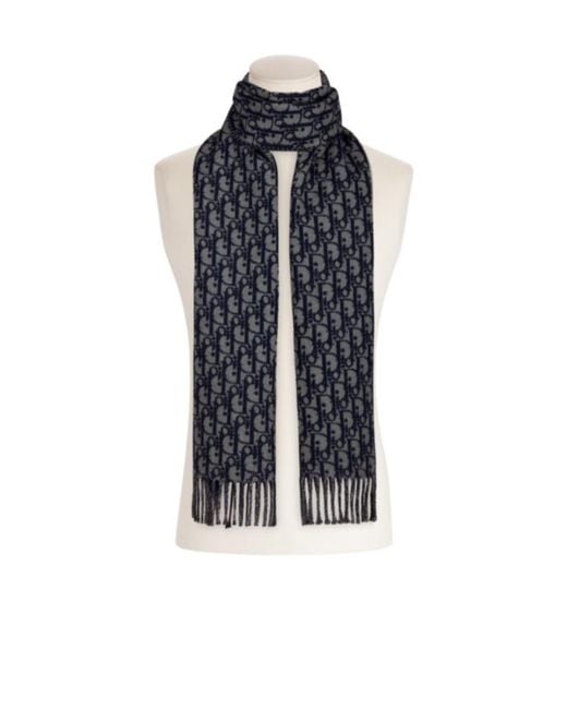 Dior Blue Homme Fringed Edge Scarf for men
