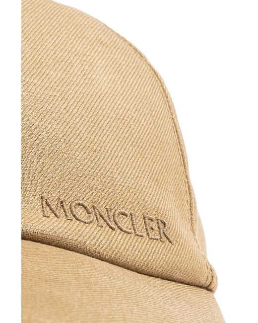 Moncler Natural Logo Embroidered Curved Peak Cap for men